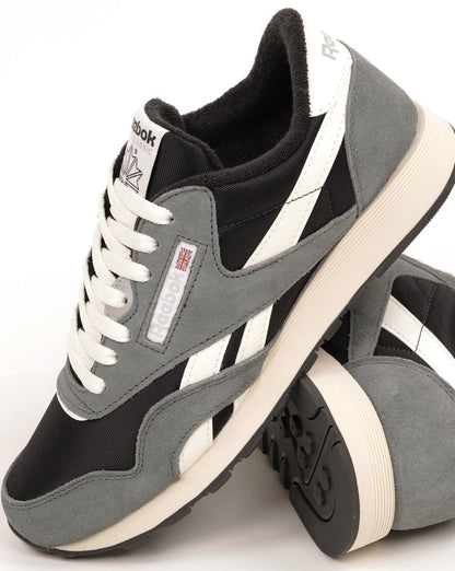 Reebok Classic Nylon-Sneaker, gewaschenes Schwarz/Dunkelgrau/Kreide