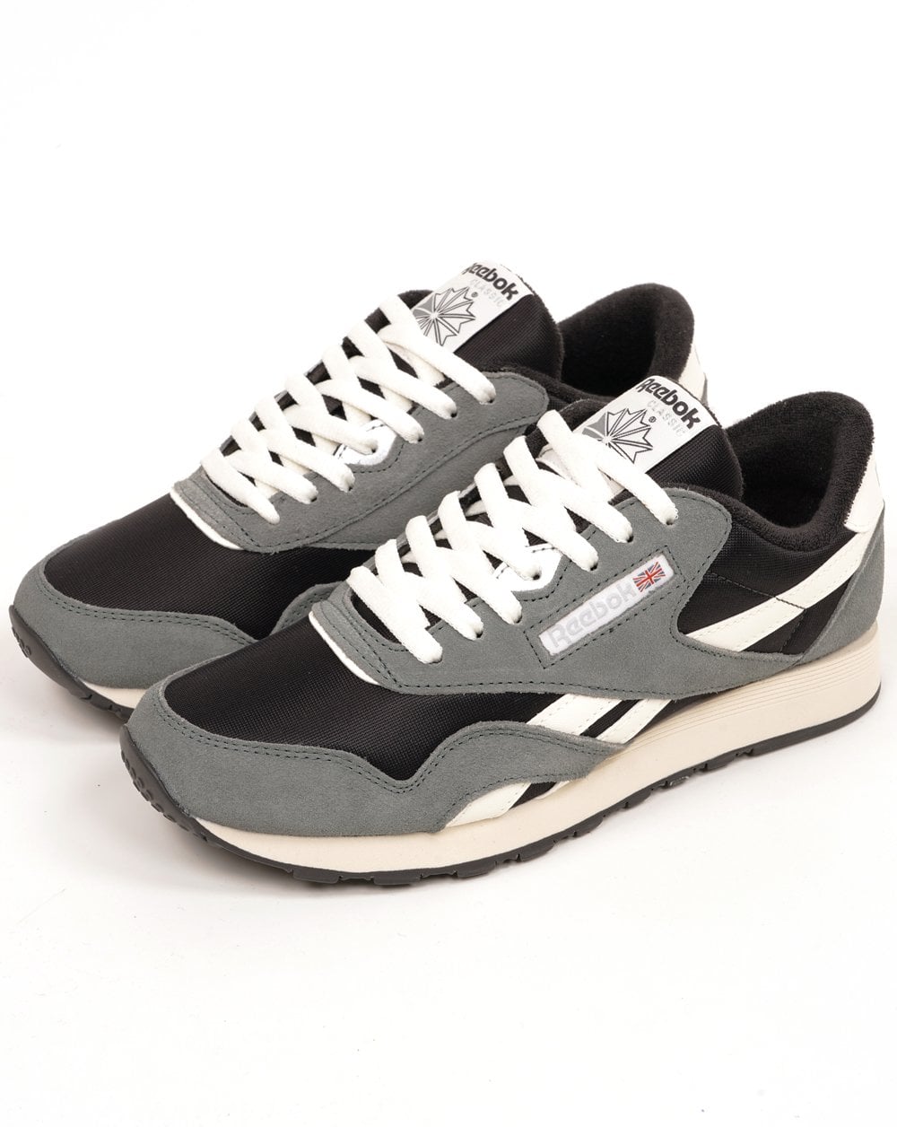Reebok Classic Nylon-Sneaker, gewaschenes Schwarz/Dunkelgrau/Kreide