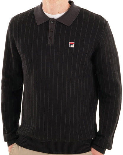 Fila Vintage Kobe Strickpolo Schwarz Anthrazit