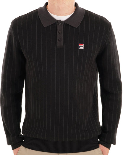 Fila Vintage Kobe Strickpolo Schwarz Anthrazit