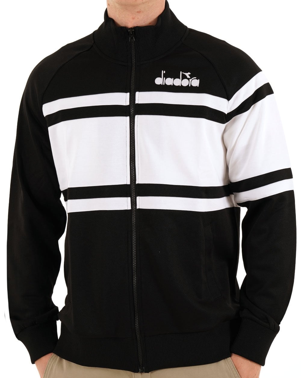 Diadora 80er Jahre Track Top Optisch Weiß/Schwarz