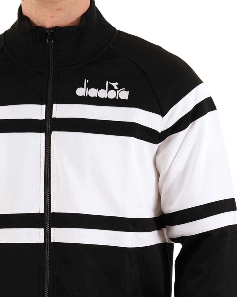 Diadora 80er Jahre Track Top Optisch Weiß/Schwarz