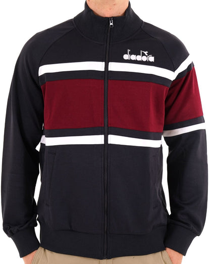 Diadora 80er-Jahre Trainingsjacke Marineblau/Weiß/Burgunderrot