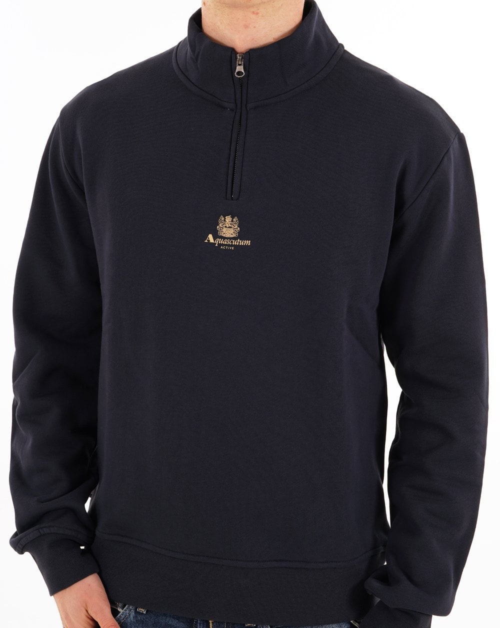 Aquascutum Logo Quarter Zip Fleece Navy