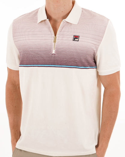 Fila Vintage Paco Velours-Polo mit Reißverschluss Gardenia