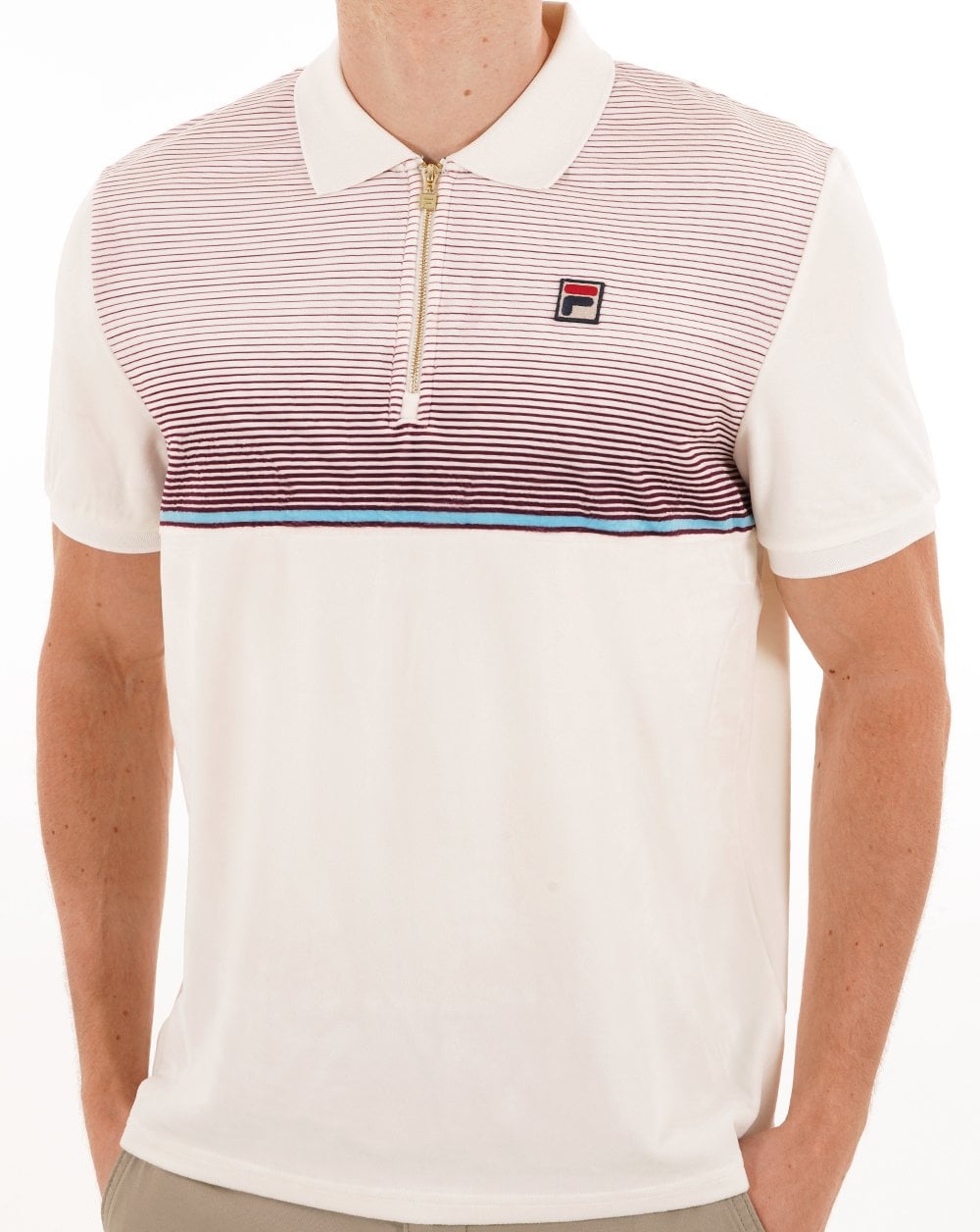 Fila Vintage Paco Velours-Polo mit Reißverschluss Gardenia
