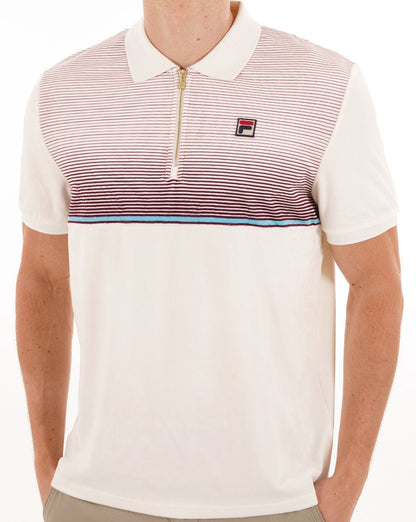 Fila Vintage Paco Velours-Polo mit Reißverschluss Gardenia