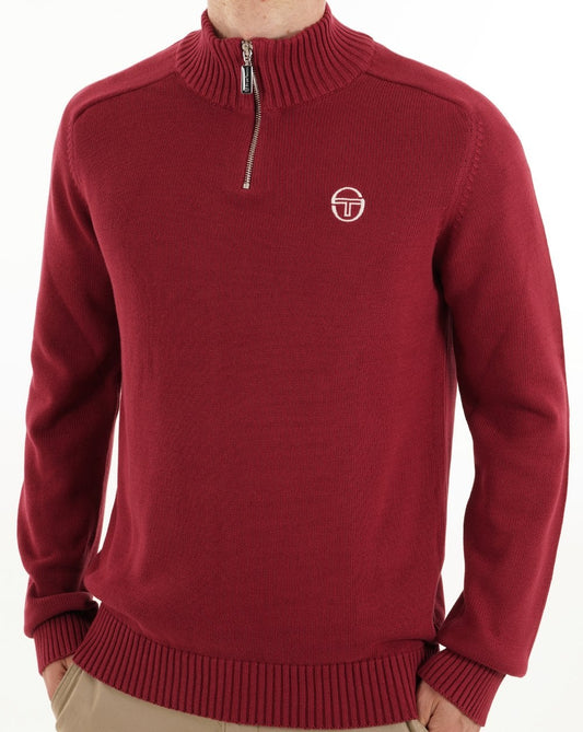Sergio Tacchini 1/4 Zip Strickwein Burgund