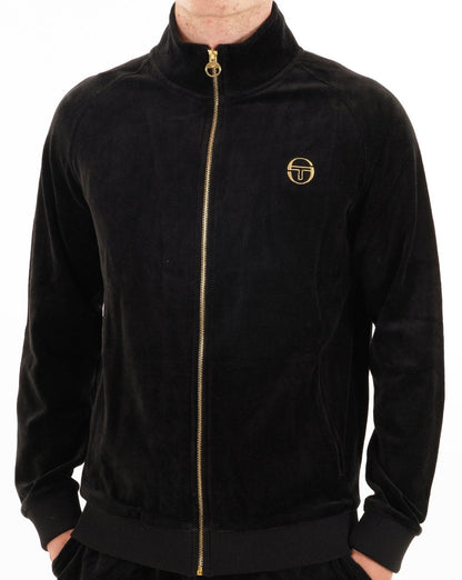 Sergio Tacchini Klassisches Velours-Trainingsoberteil Schwarz