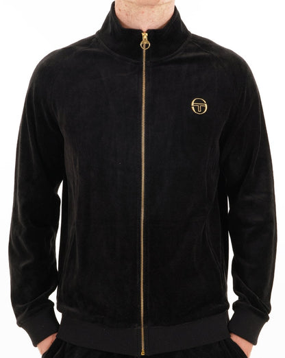 Sergio Tacchini Klassisches Velours-Trainingsoberteil Schwarz