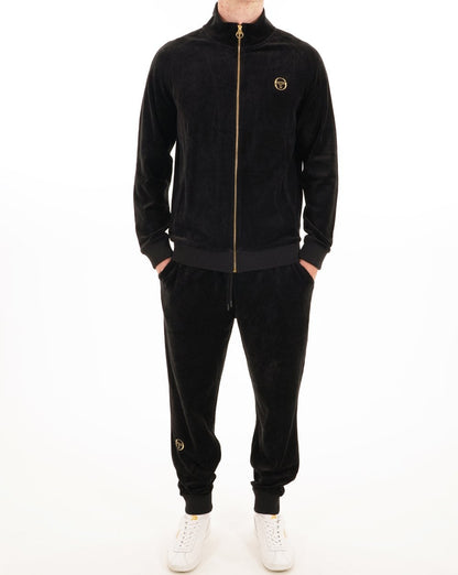 Sergio Tacchini Klassisches Velours-Trainingsoberteil Schwarz
