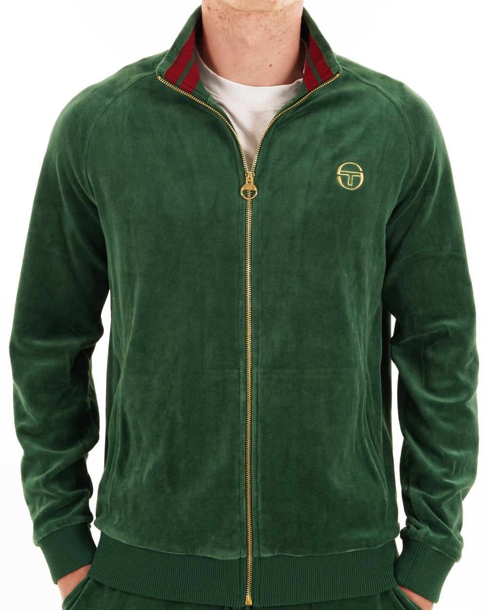 Sergio Tacchini Klassische Velours-Trainingsjacke Grün