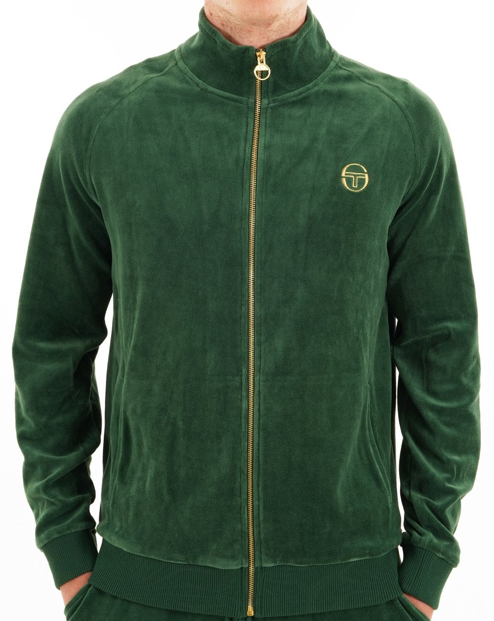 Sergio Tacchini Klassische Velours-Trainingsjacke Grün