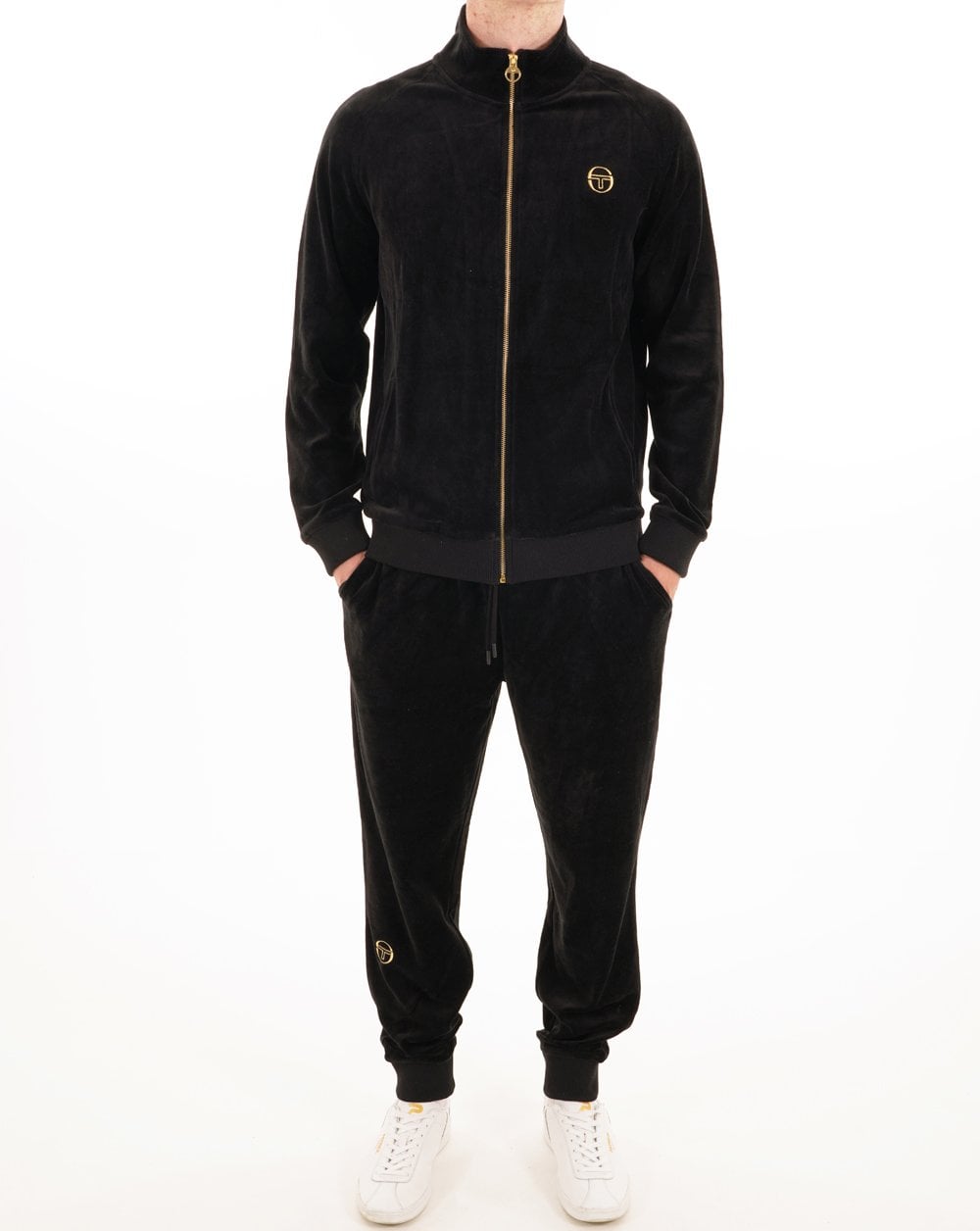 Sergio Tacchini Klassische Velours-Trainingshose in Schwarz