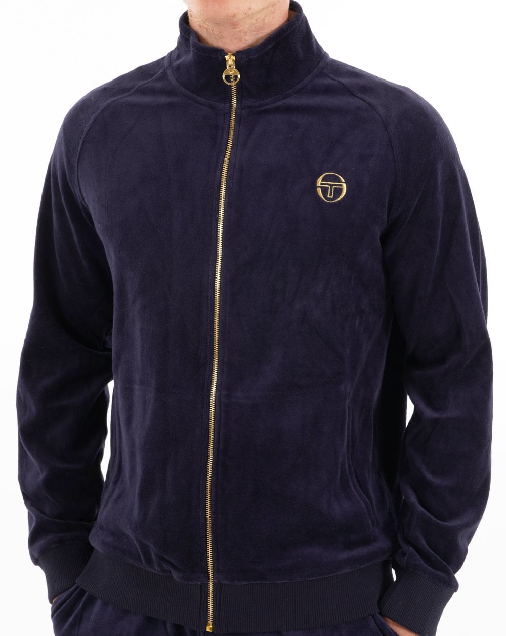 Sergio Tacchini Klassische Velours-Trainingsjacke Marineblau