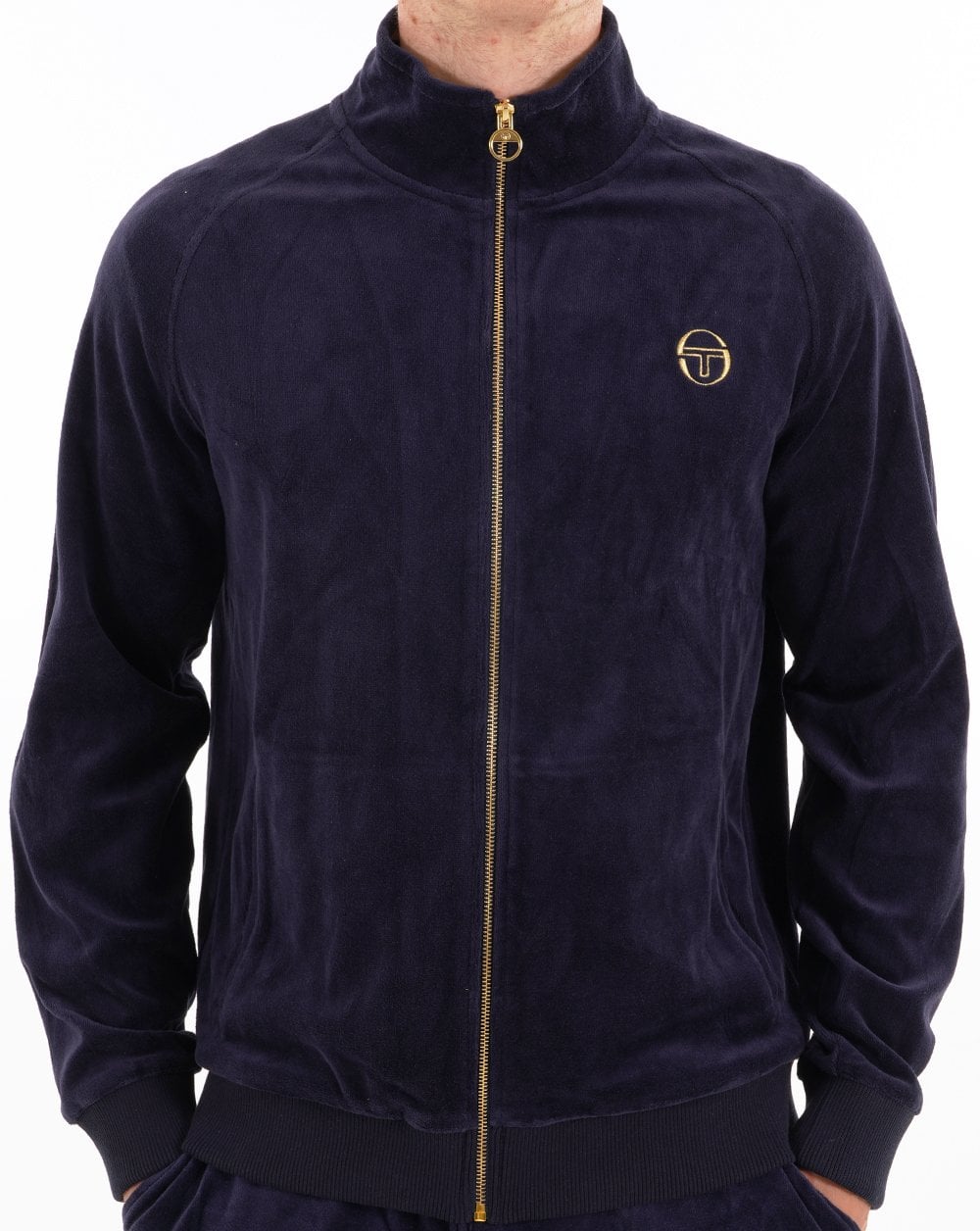 Sergio Tacchini Klassische Velours-Trainingsjacke Marineblau