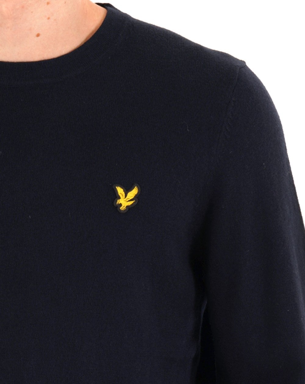 Lyle & Scott Baumwoll-Merino-Pullover mit Rundhalsausschnitt, Dunkelblau