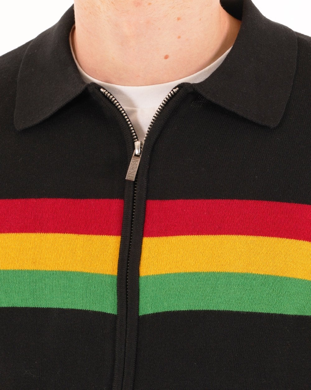 Trojan Stripe Zip Cardigan Schwarz