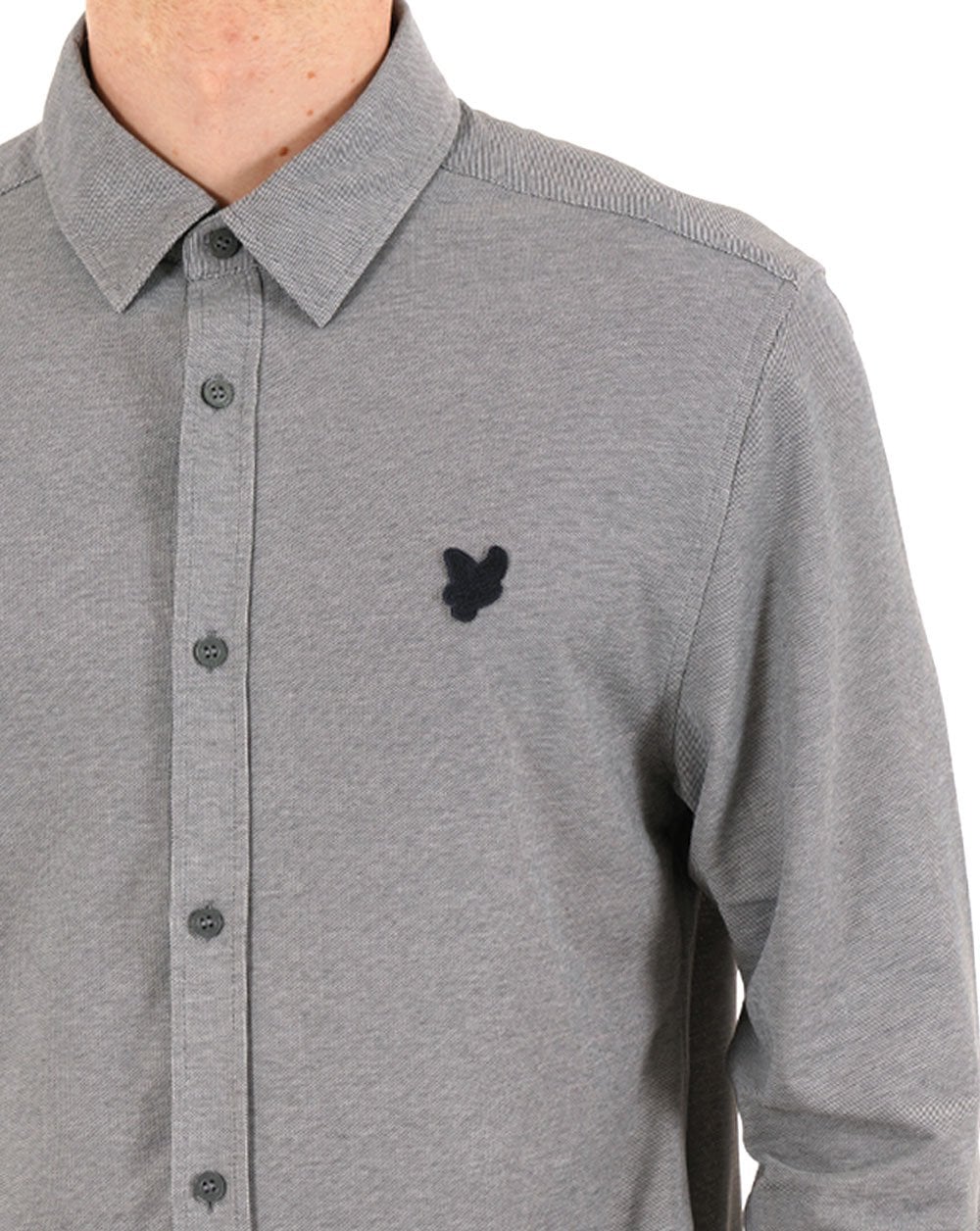 Lyle & Scott Piqué-Interlock-Hemd Chambray Blau