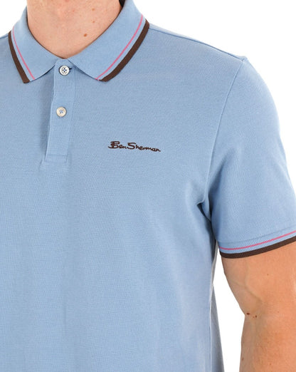 Ben Sherman Signature Piqué Polo Hellblau