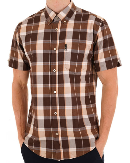 Ben Sherman Kurzarmhemd mit Karomuster, dunkelbraun