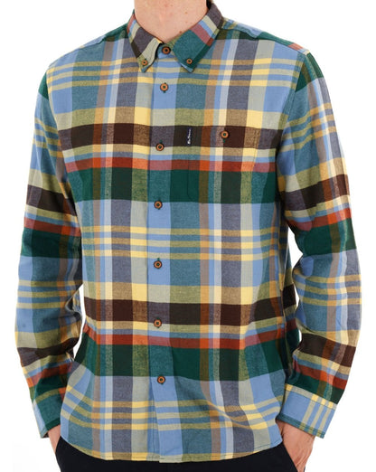 Ben Sherman Hemd mit gebürstetem Karomuster, Riviera-Blau