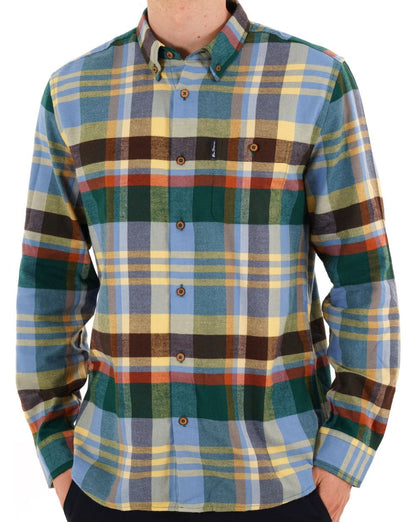 Ben Sherman Hemd mit gebürstetem Karomuster, Riviera-Blau