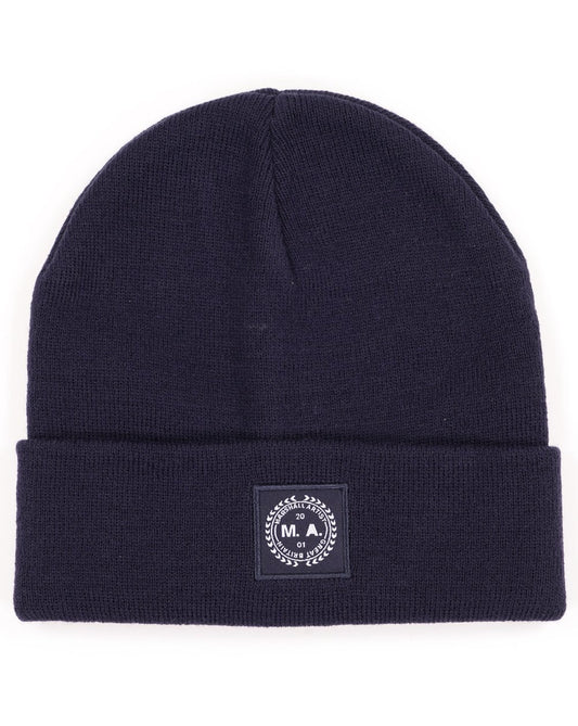 Marshall Artist Woven Badge Knit Beanie Navy
