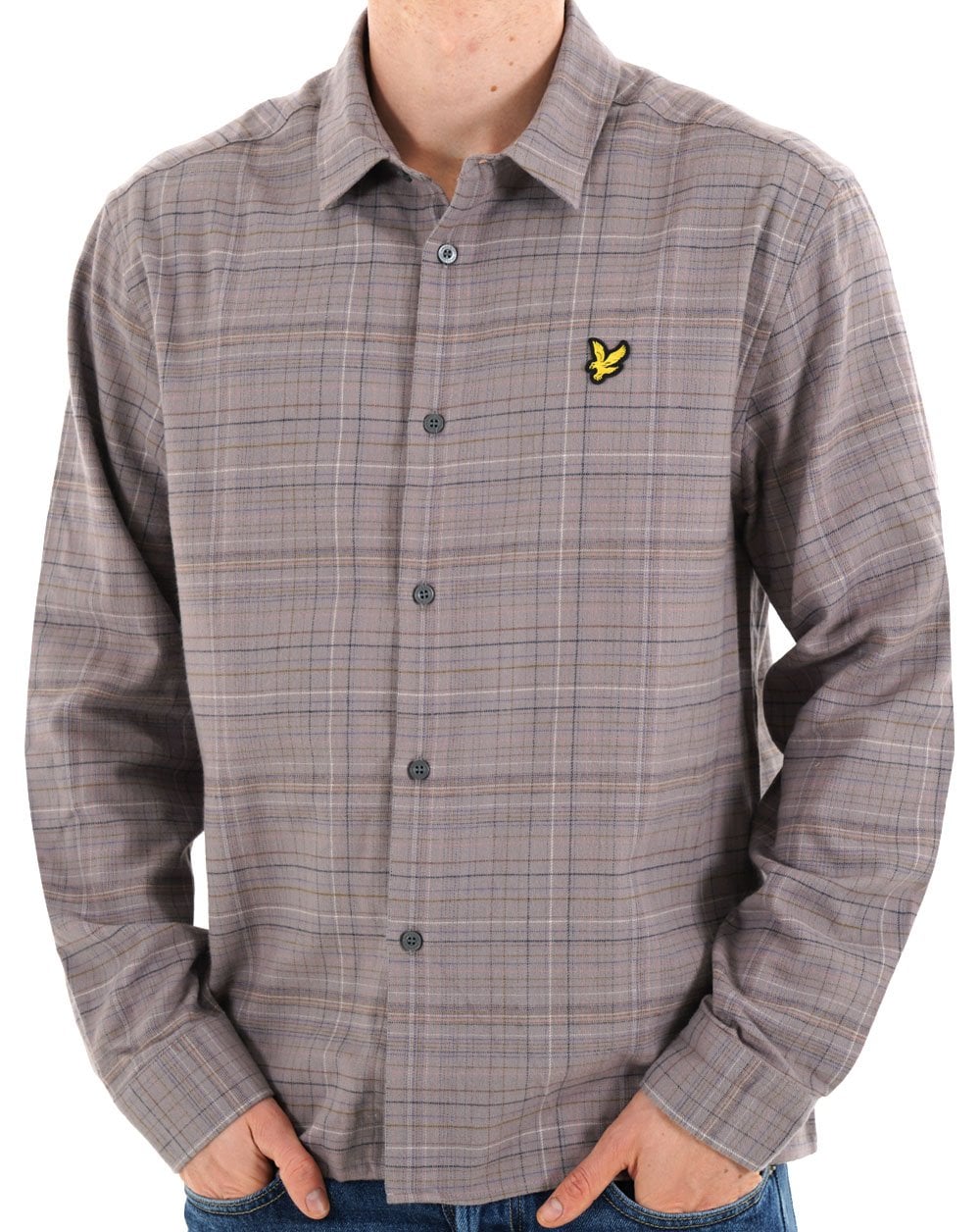 Lyle & Scott kariertes Flanellhemd, Möwengrau