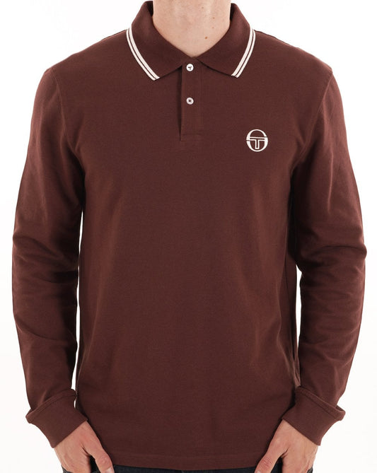 Sergio Tacchini Langarm-Poloshirt mit Farbverlauf, dunkelbraun