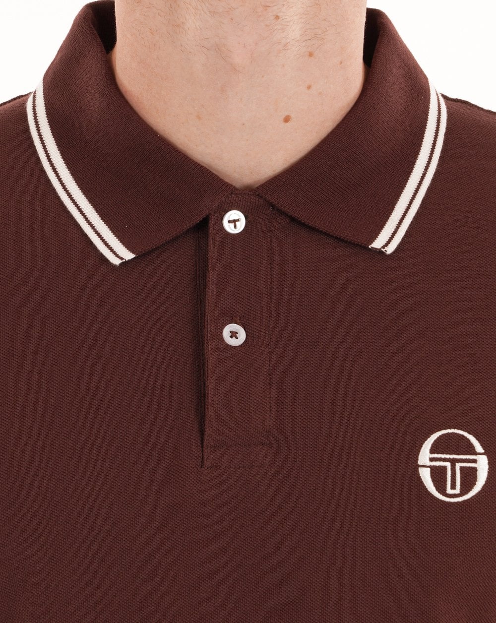 Sergio Tacchini Langarm-Poloshirt mit Farbverlauf, dunkelbraun
