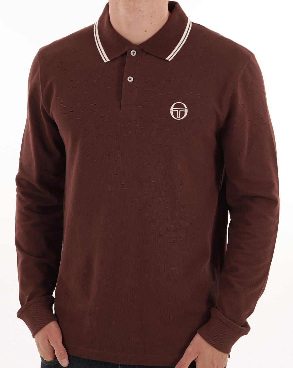 Sergio Tacchini Langarm-Poloshirt mit Farbverlauf, dunkelbraun