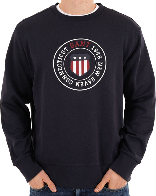 Gant Graphic Crew Neck Sweatshirt Marineblau