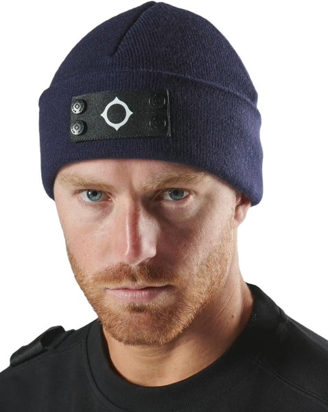 MA.STRUM Knitted Badge Beanie Ink Navy
