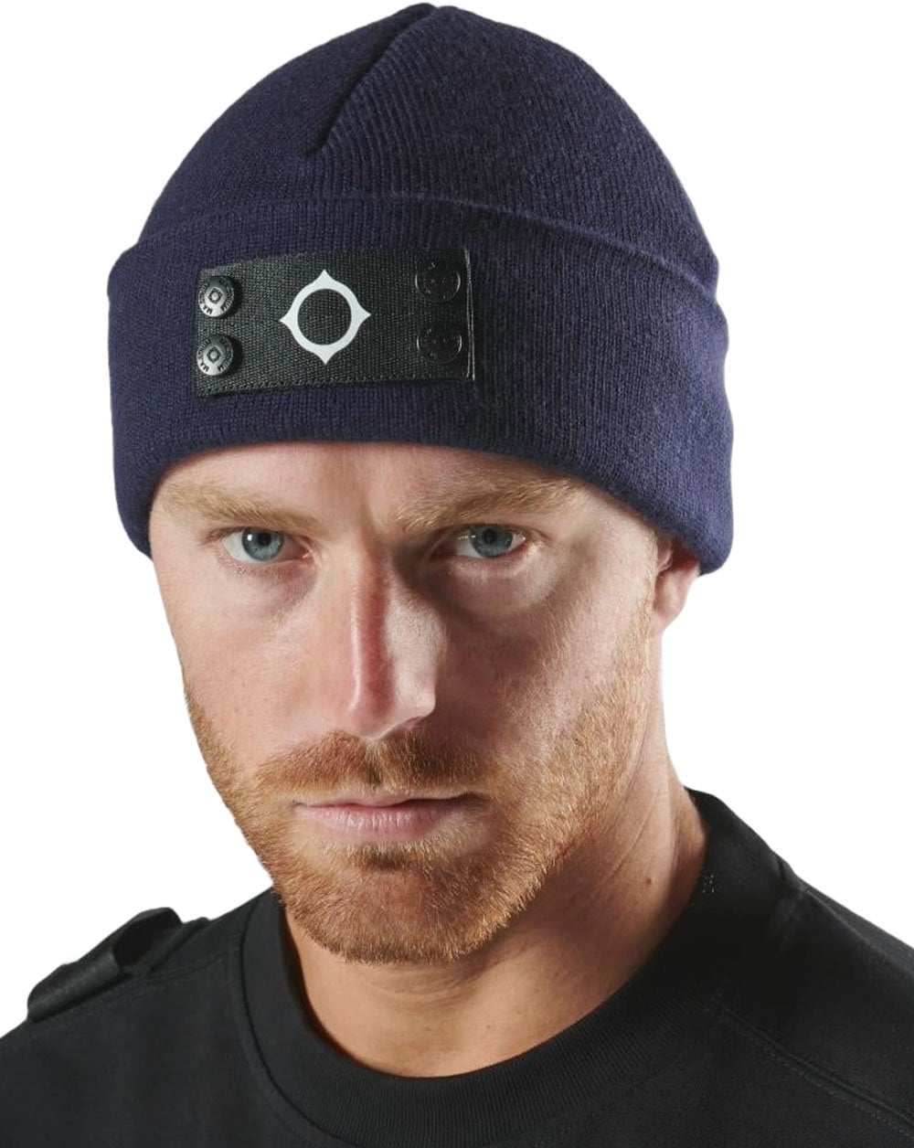 MA.STRUM Strickmütze mit Abzeichen, Tintenblau