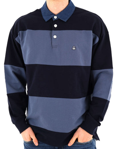 Benetton Rugby-Polo-Top mit Streifen, blau