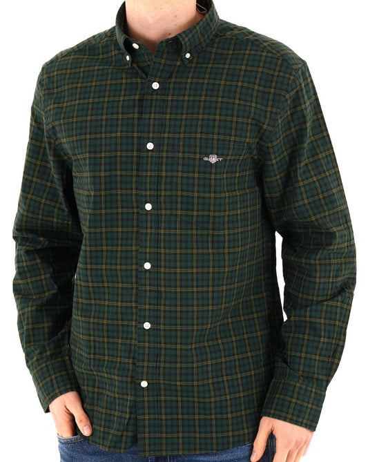 Gant Classic Poplin Karohemd, Tartan Grün