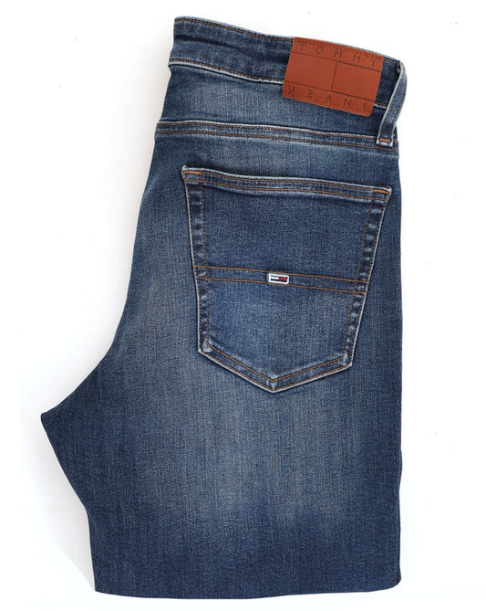 Tommy Jeans Ryan Slim Straight Jeans, verwaschener Denim, dunkel