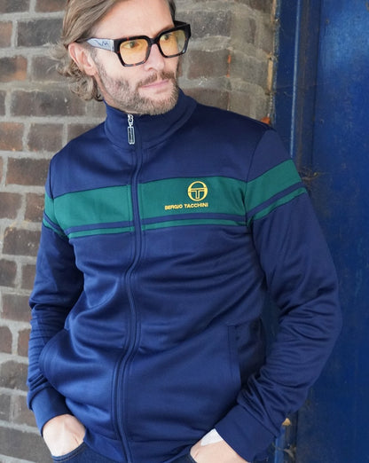 Sergio Tacchini Masters Trainingsjacke Marineblau Dunkelgrün Gold