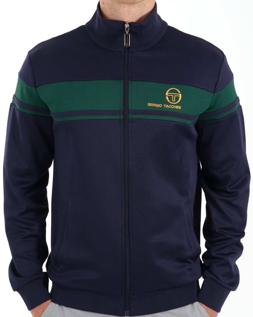 Sergio Tacchini Masters Trainingsjacke Marineblau Dunkelgrün Gold