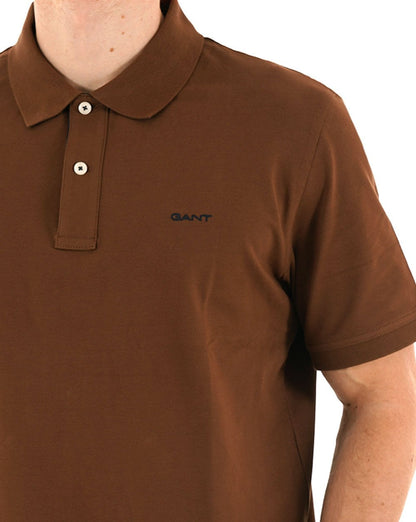 Gant Poloshirt mit Kontrastkragen, Mahagonibraun