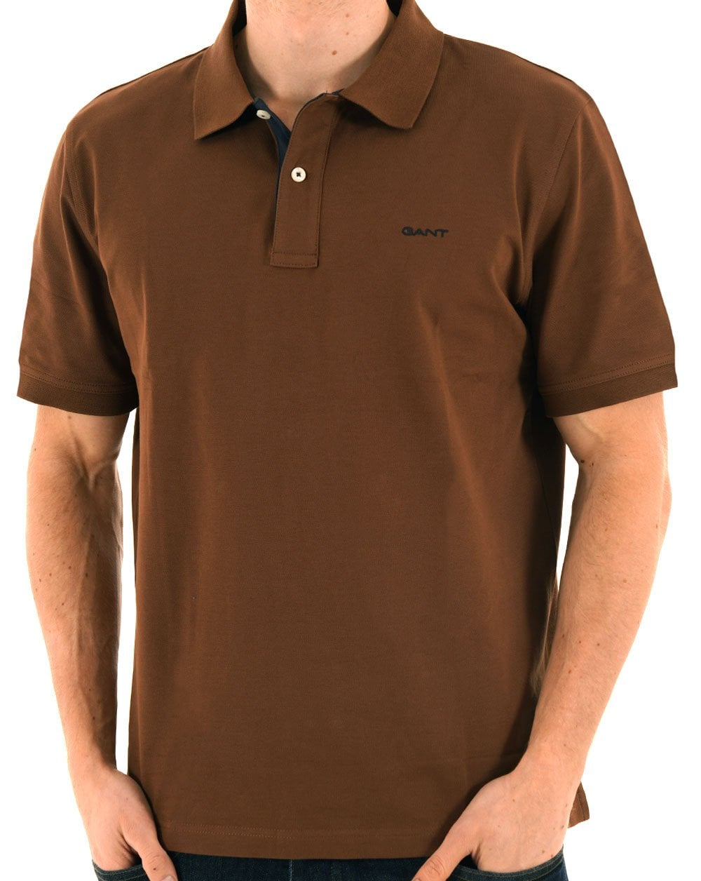 Gant Poloshirt mit Kontrastkragen, Mahagonibraun