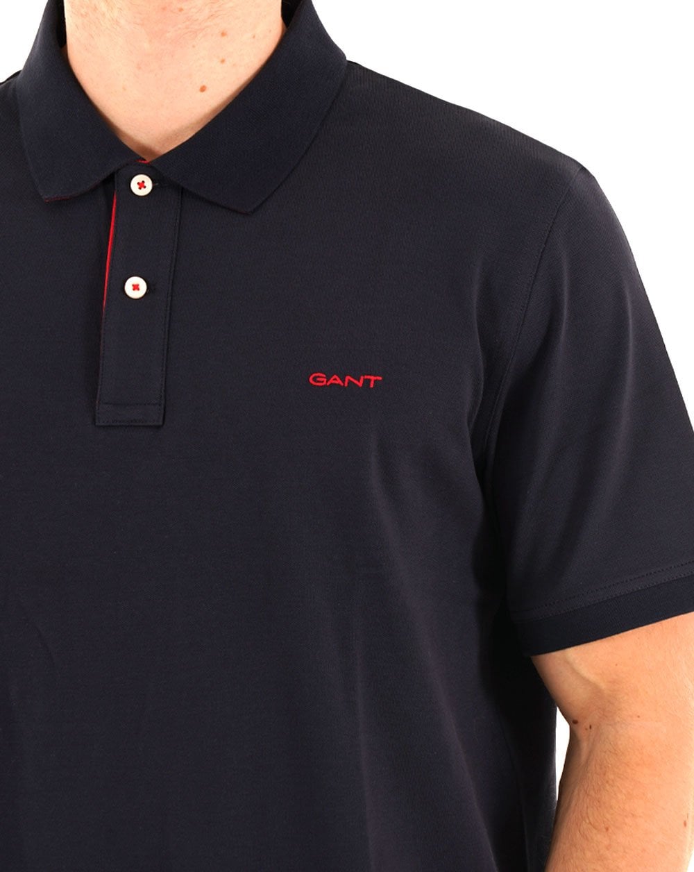 Gant Poloshirt mit Kontrastkragen, Marineblau