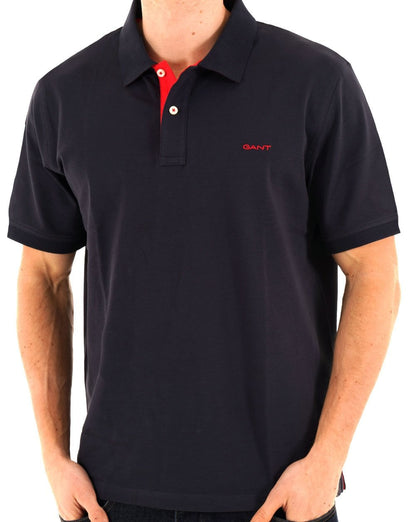 Gant Poloshirt mit Kontrastkragen, Marineblau