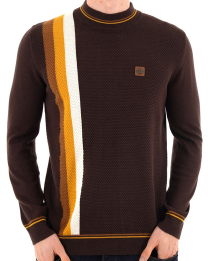 Trojan Racing Stripe Rollkragenpullover, Schokoladenbraun
