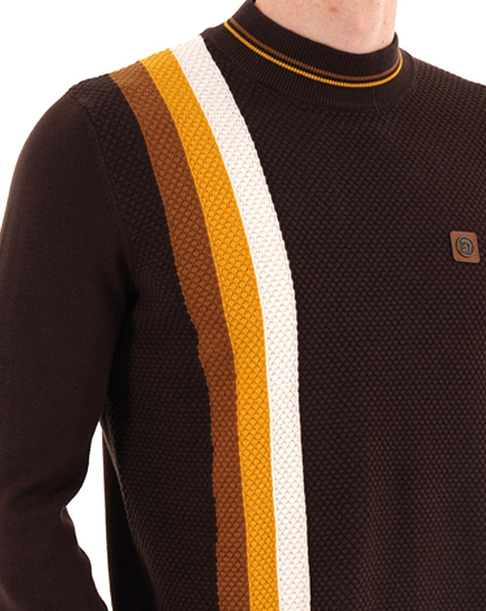 Trojan Racing Stripe Rollkragenpullover, Schokoladenbraun