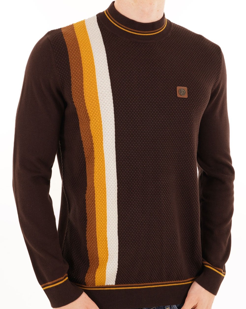 Trojan Racing Stripe Rollkragenpullover, Schokoladenbraun