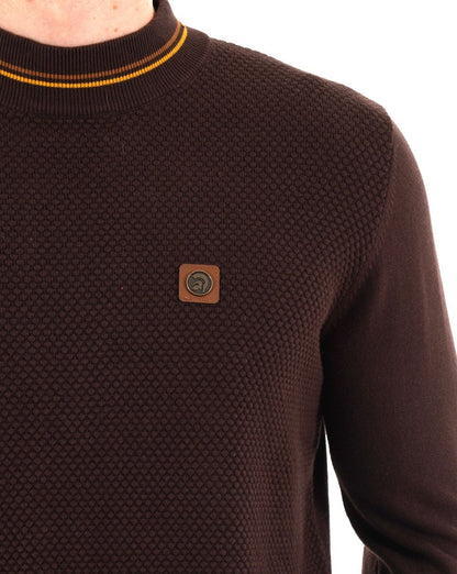 Trojan Racing Stripe Rollkragenpullover, Schokoladenbraun