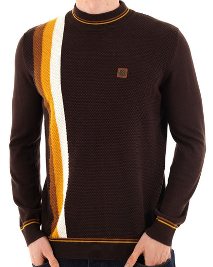 Trojan Racing Stripe Rollkragenpullover, Schokoladenbraun