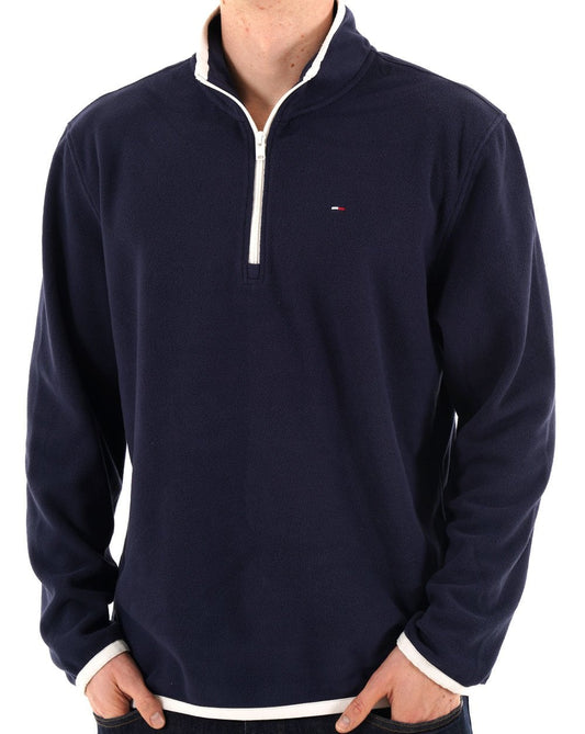 Tommy Jeans Flag 1/4 Zip Polar Fleece Dunkelblau
